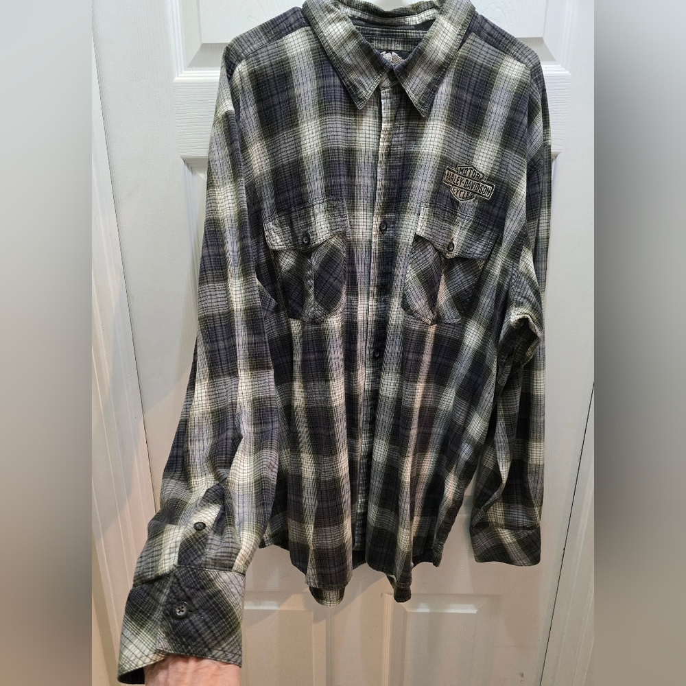 Harley-Davidson Plaid Embroidered 2XL Shirt